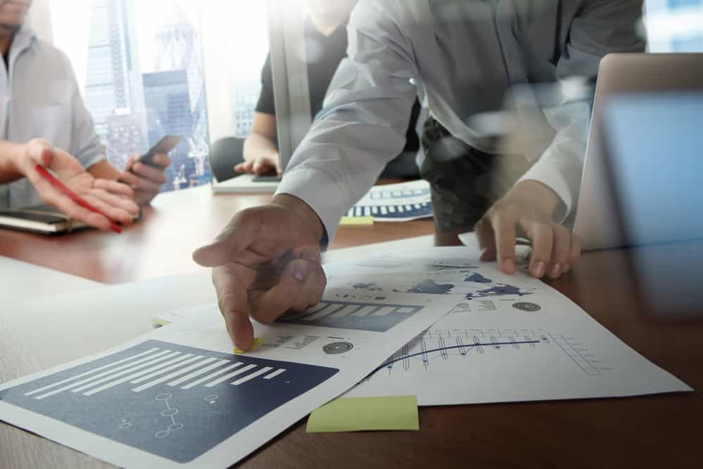 Businessman working on business strategy