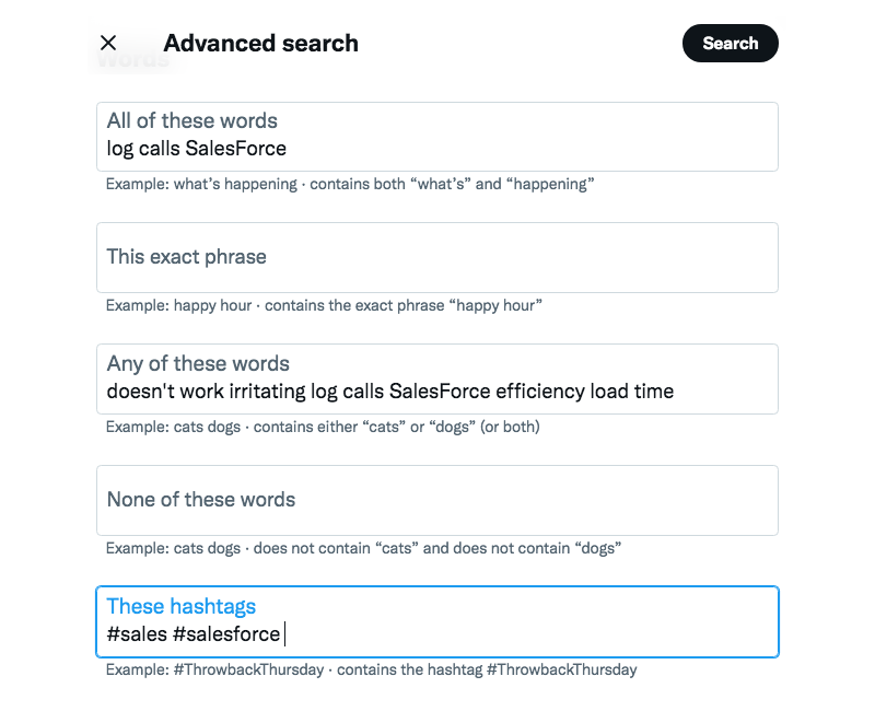 how to use twitter advanced search for product development research