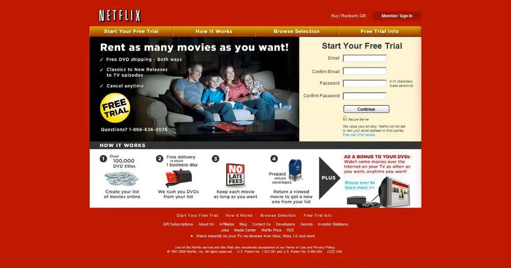 netflix website 2009 screenshot