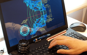 Rapid Prototype CAD software on laptop