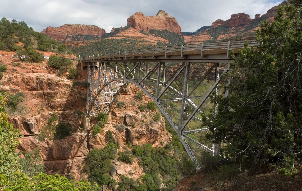 Image of Bridge crossing a mountain gap